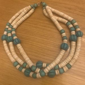 Green/Cream colored Wood Bead Choker